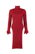 WOMEN-Burgundy Handles Flounces Sweater Dress