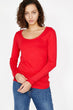 "Women 'S Red Hollow Collar T-Shirt "