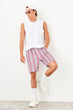 Burgundy Men 'S Striped New Shorts