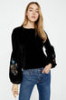 "Women 'S Black Embroidered T Shirt "