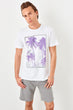 White Men 'S Cotton Printed T-Shirt