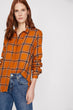 Women Coffee Plaids Shirt