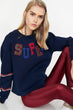 Women Navy Blue Sweatshirt