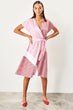 Pink Belted Plaids Dress