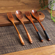 2 Pcs Wooden Spoon & Fork Cutlery Set (long handle)