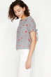 "Women Red Striped Blouse "