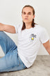 White Men 'S Cotton Printed T-Shirt