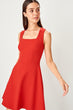 Red Square Collar Dress