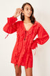 Red Ruffle Lacing Detailed Beach Gown