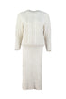 WOMEN-Raw White Mesh Sweater Dress