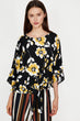 "Women 'S Black Flower Pattern Blouse "