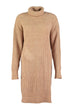 WOMEN-Camel Turtleneck Sweater Dress