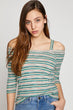 Women Blue Striped T-shirt