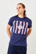 Navy Blue Men 'S Cotton Printed T-Shirt