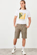 Khaki Male Flap Patch Pockets Shorts