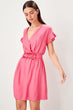 Fuchsia Double Breasted Collar Dress