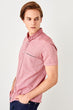 Red Male Slim Fit Short Sleeve Single Pocket Top New Shirt