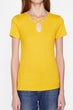 "Women 'S Yellow Collar Detail T-Shirt "