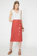 Women Coffee Button Detail Skirt 9YAK78214CW
