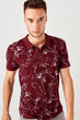 Burgundy New Men Printed New Polo Collar T-Shirt