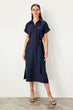 Navy Blue Button Detail Dress