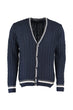 Navy Blue Male Hair Weave Sweater Cardigan