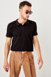 Black New Men 'S Pattern New Polo Collar T-Shirt