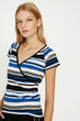 "Women 'S Blue Line Detail T-Shirt "