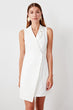 White Sleeveless Office Women Summer Dress