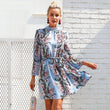 Sexy Print Ruffles Wrist Women Dress