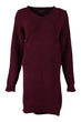 WOMEN-Burgundy V Neck Sweater Dress