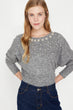 Women Gray Pearl Detailed Sweater