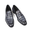 Summer Fashion Men Loafers Shoes Plaid Crocodile Leather Shoe Male Casual Vintage Gray Wedding Party Office Sapatos