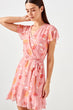 Pink Belted Print Dress