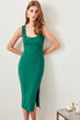 Emerald green Slash Detail Dress