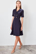 Navy Blue Button Detail Dress