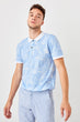 Blue New Men 'S Printed New Polo Collar T-Shirt