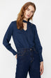 "Women 'S Navy Blue Collar Blouse "