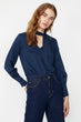"Women 'S Navy Blue Collar Blouse "