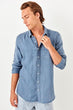 Indigo Male Pockets Linen New Shirt