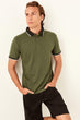 Khaki New Men 'S Short Sleeve New Polo Collar T-Shirt
