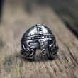 Viking Scandinavian Warrior Helmet Silver Biker Stainless Steel Ring Mens Nordic Mythology Amulet Jewelry