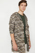 "Male Green Camouflage Pattern Cardigan "