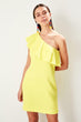 Yellow Single Sleeve Frilly Dress