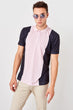 Pink Knitted Vertical Line Polo Neck T Shirt New