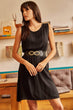 Women Black Sleeveless Waist Fitted Dress