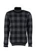 Anthracite Male Plaid Turtleneck Sweater Sweater