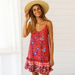 Deep V-Neck Floral Sling Women Beach Dress