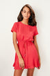 Coral Shirred Dress