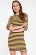 Summer Round Neck Half-sleeve Yellow Black Striped Dresses